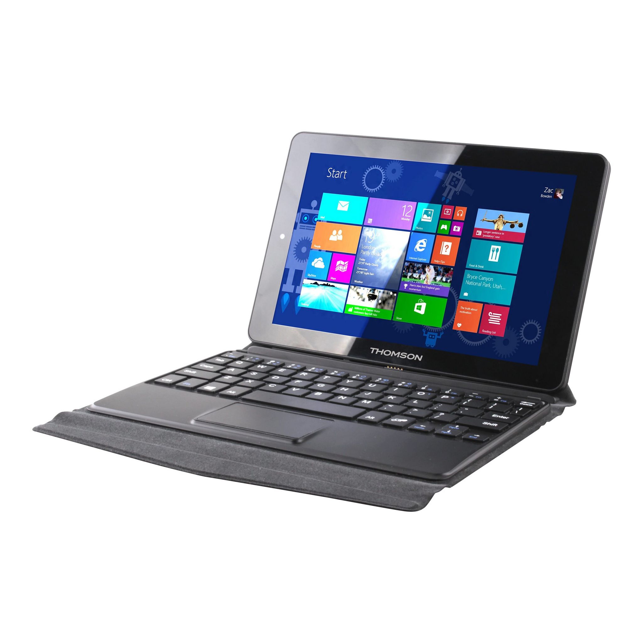 Voir la diapositive 2 : THOMSON Tablette hybride Windows 8.9 pouces Noir avec clavier 32 Go