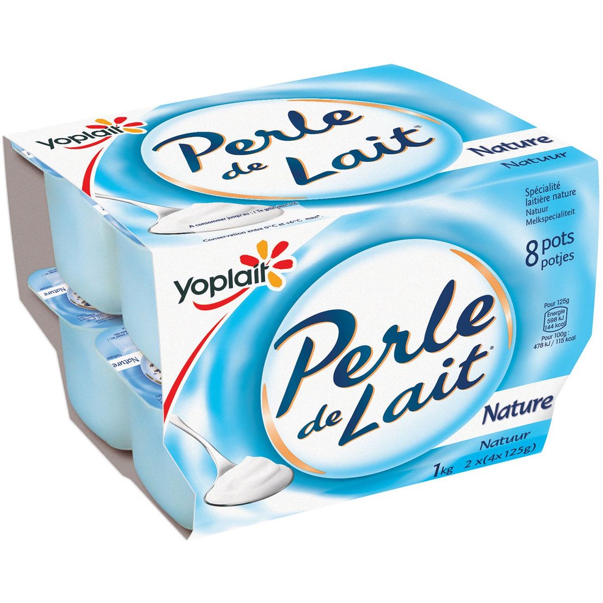 YOPLAIT Perle de lait nature 8x125g