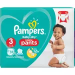 PAMPERS Baby-dry pants couches-culottes taille 3 (6-11kg) 31 couches