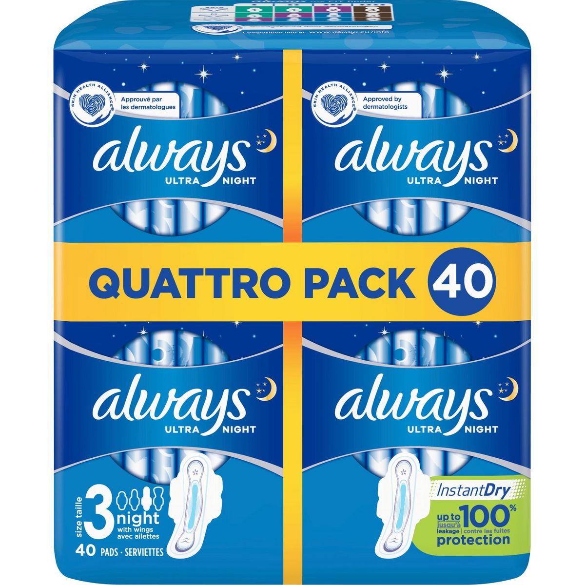 ALWAYS Ultra Night serviettes hygiéniques nuit avec ailettes taille 3 40 serviettes