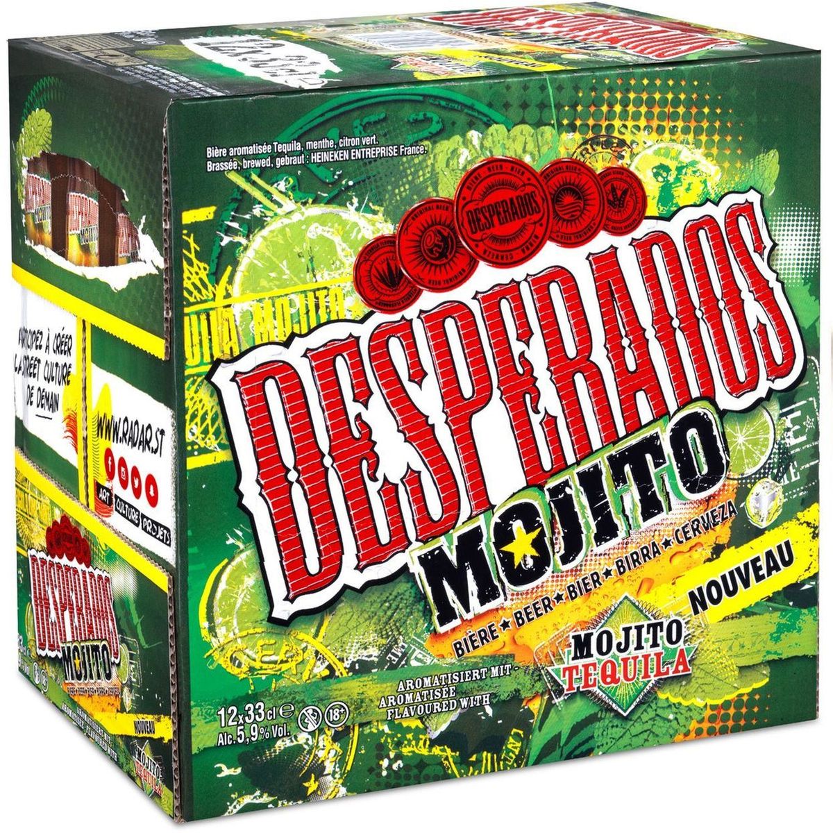 DESPERADOS Bière verde aromatisée tequila mojito 5,9% boîtes 12x33cl