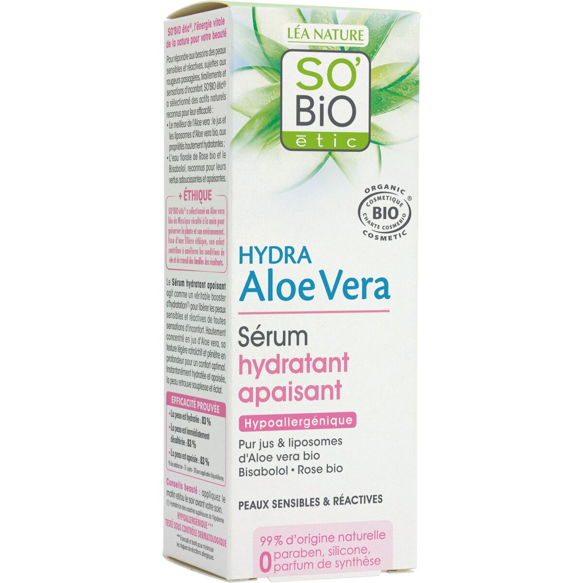 SO BIO So Bio Etic serum hydratant peaux sensibles aloé vera 30ml