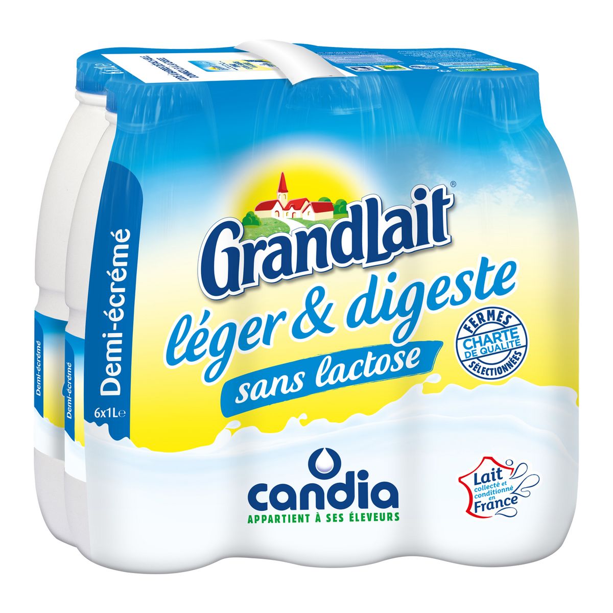 CANDIA CANDIA Grandlait lait demi-écrémé sans lactose UHT 6x1L 6x1L