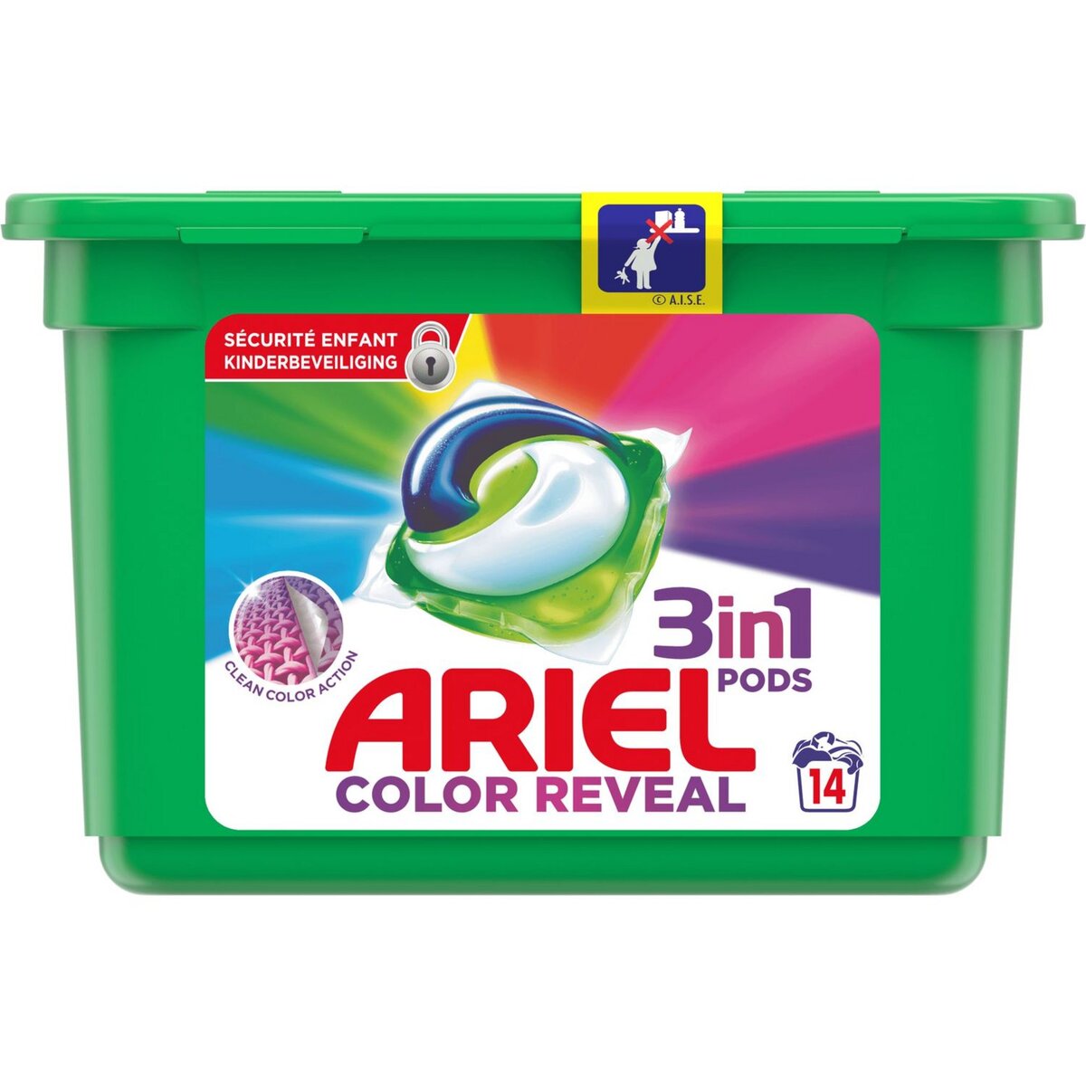 ARIEL Ariel Pods Lessive capsules color reveal 14 lavages 14 lavages 14 capsules