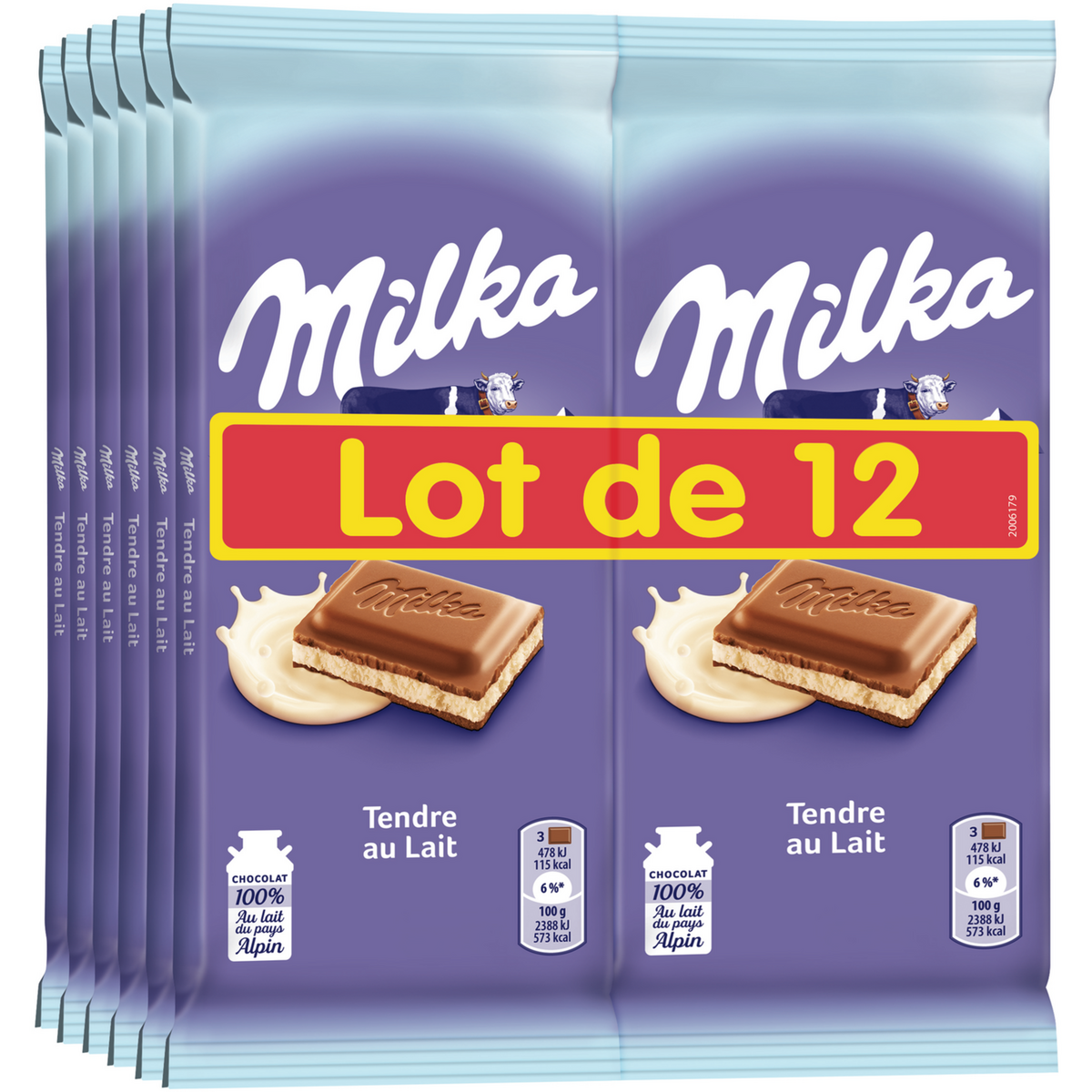 MILKA Tablette de chocolat tendre au lait du Pays Alpin 12 pièces 12x100g
