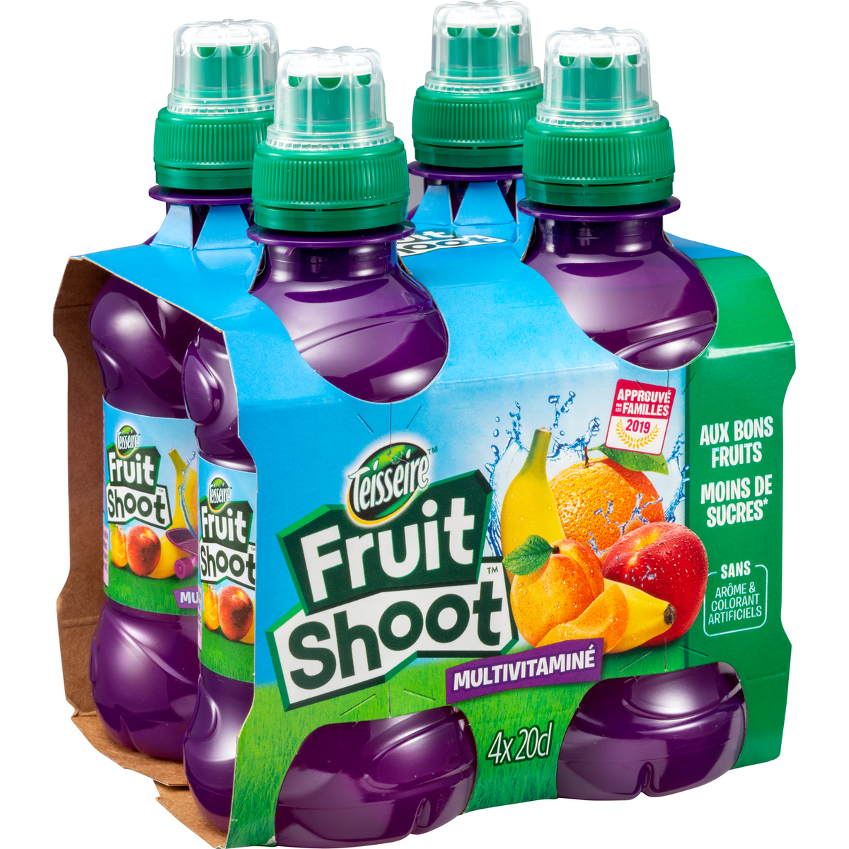 TEISSEIRE Fruit shoot boisson au jus de fruits multivitamines bouteilles 4x20cl