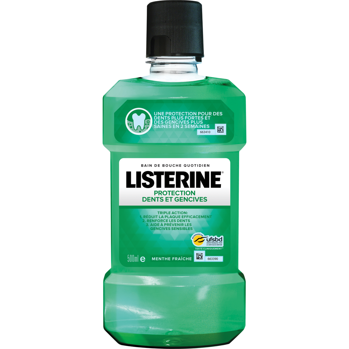 LISTERINE Bain de bouche protection dents et gencives menthe fraîche 500ml