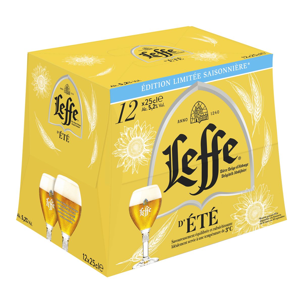 LEFFE Abbaye de leffe Bière blonde d'été 5,2% bouteilles 12x25cl 12x25cl
