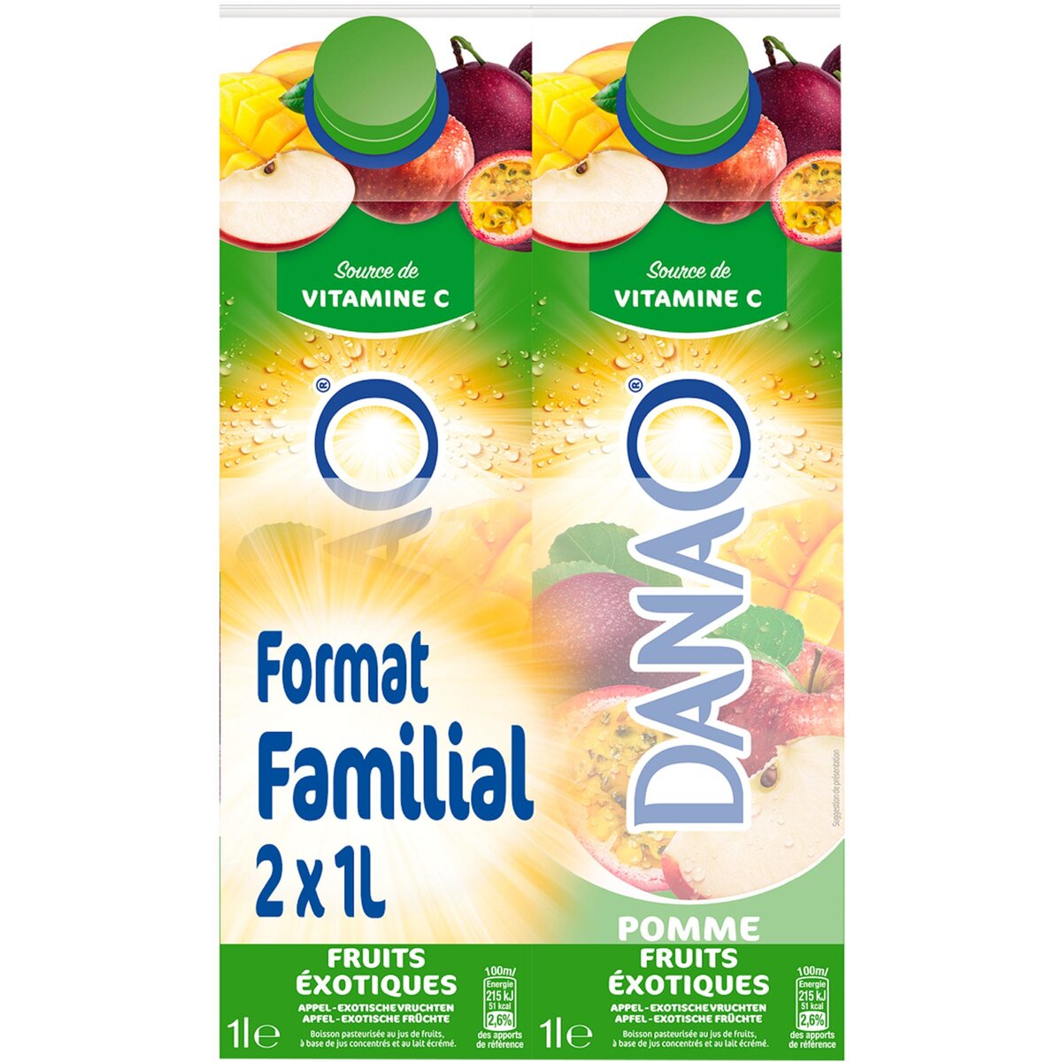 DANAO Danao pomme fruits exotiques 2x1l format familial