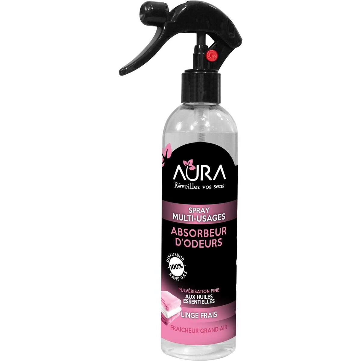 AURA Spray multi-usages absorbeur d'odeurs linge frais 280ml