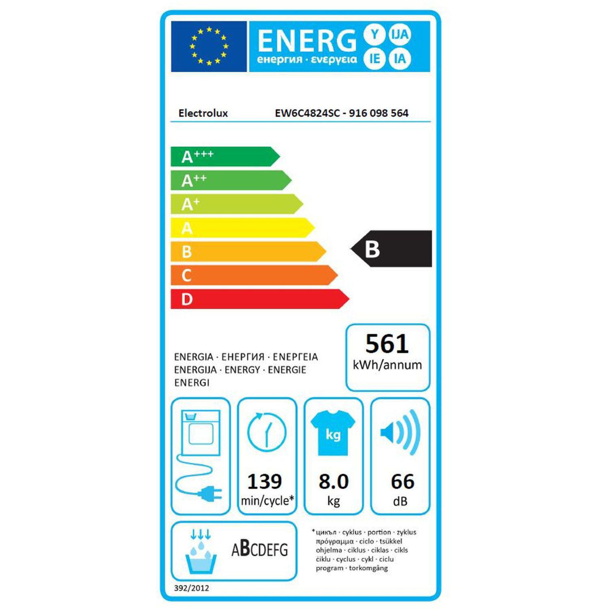 Voir la diapositive 2 : ELECTROLUX Sèche-linge hublot EW6C4824SC, 8 Kg, Condensation, B