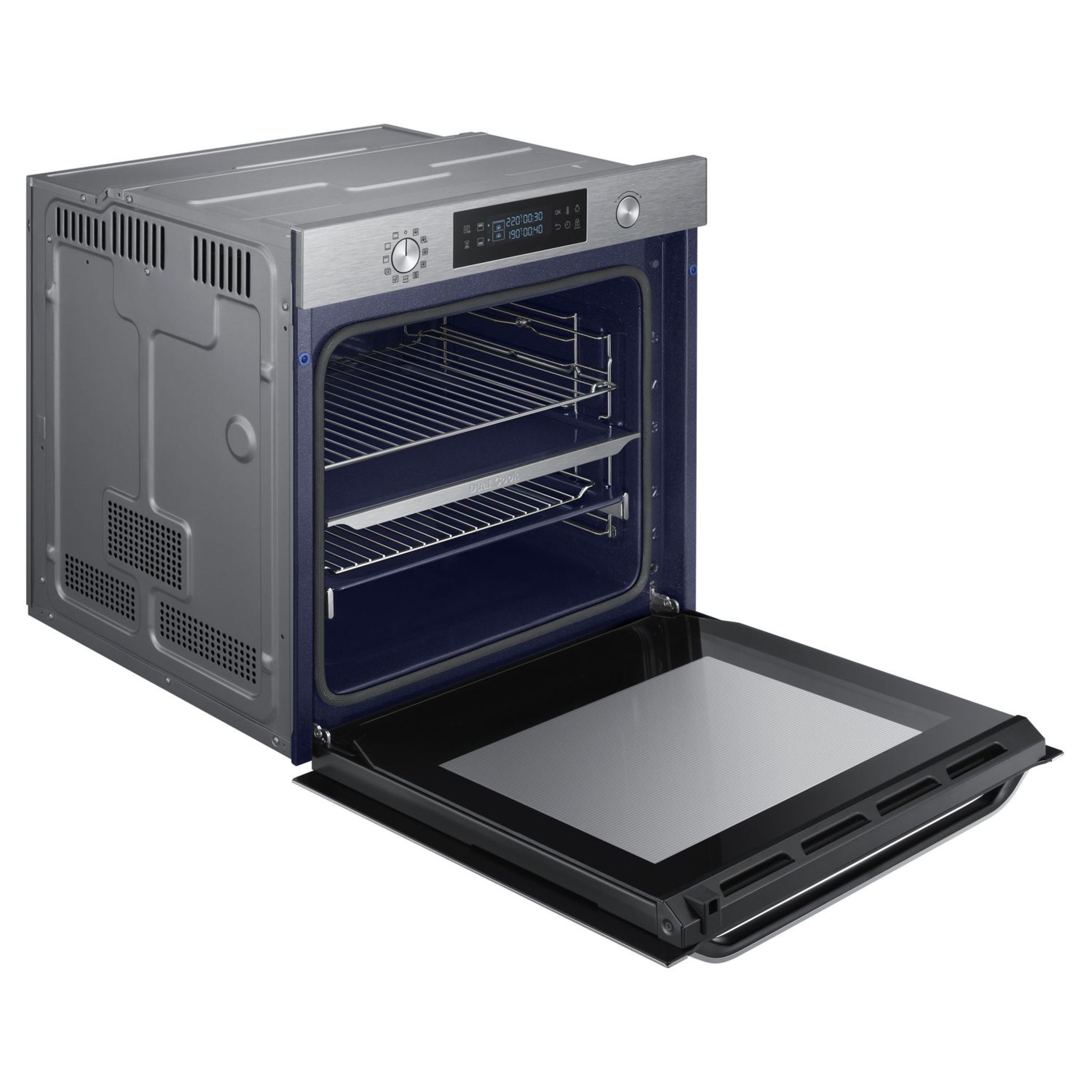 Voir la diapositive 2 : SAMSUNG Four encastrable NV75M5572RS, 75 L, Multifonction, 2 cavités indépendantes, Nettoyage pyrolyse