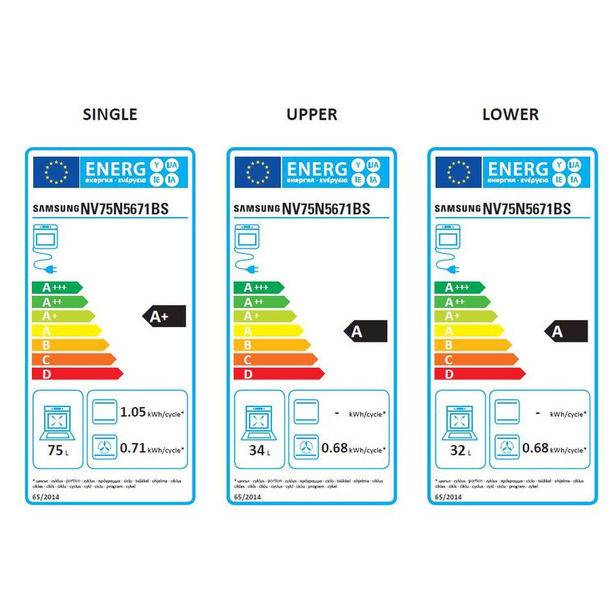 SAMSUNG Four encastrable NV75N5671BS, 75 L, Multifonction, 2 cavités indépendantes, Double porte, Nettoyage pyrolyse