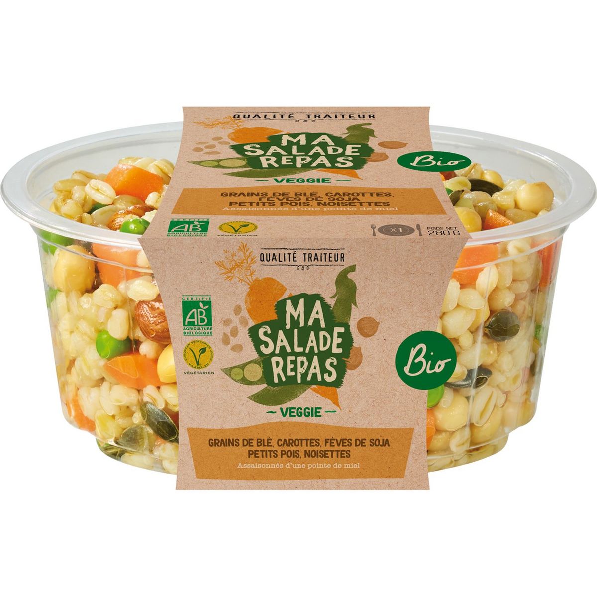 AUCHAN Le Traiteur salade de blé aux  légumes bio 280g