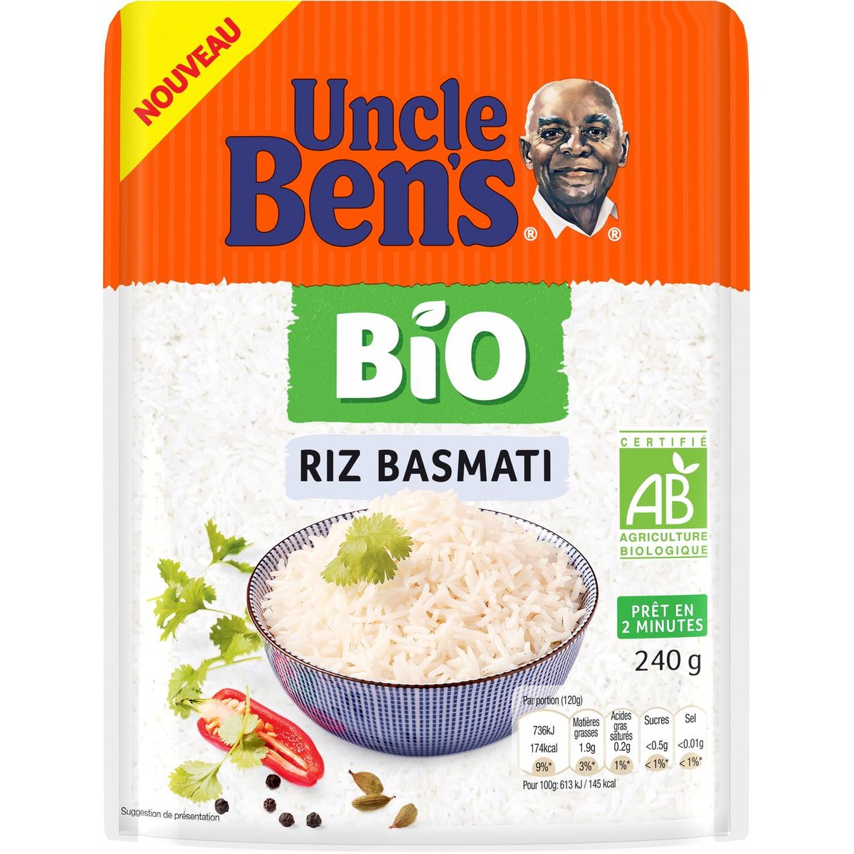 BEN'S ORIGINAL Riz basmati bio, prêt en 2min 240g