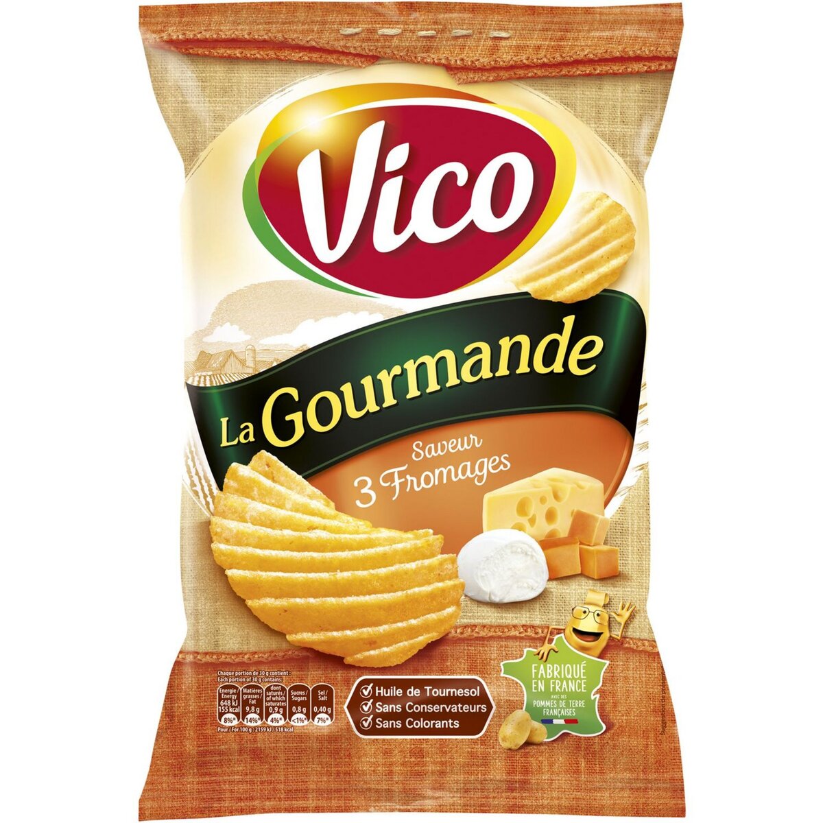VICO Vico chips la gourmande 3 fromages sachet 120g