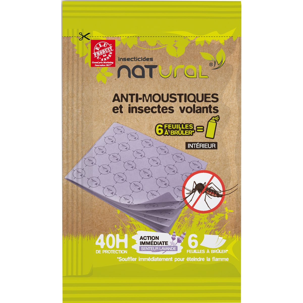 LOTENTIK Feuilles à brûler à la lavande anti-volants intérieur efficace 40 heures 6 feuilles