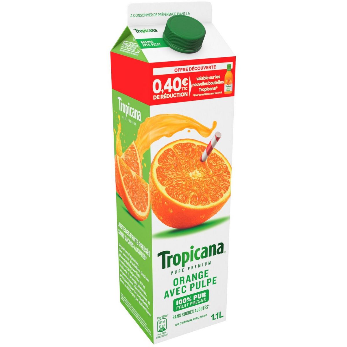 TROPICANA Tropicana pure premium orange avec pulpe 1,10l