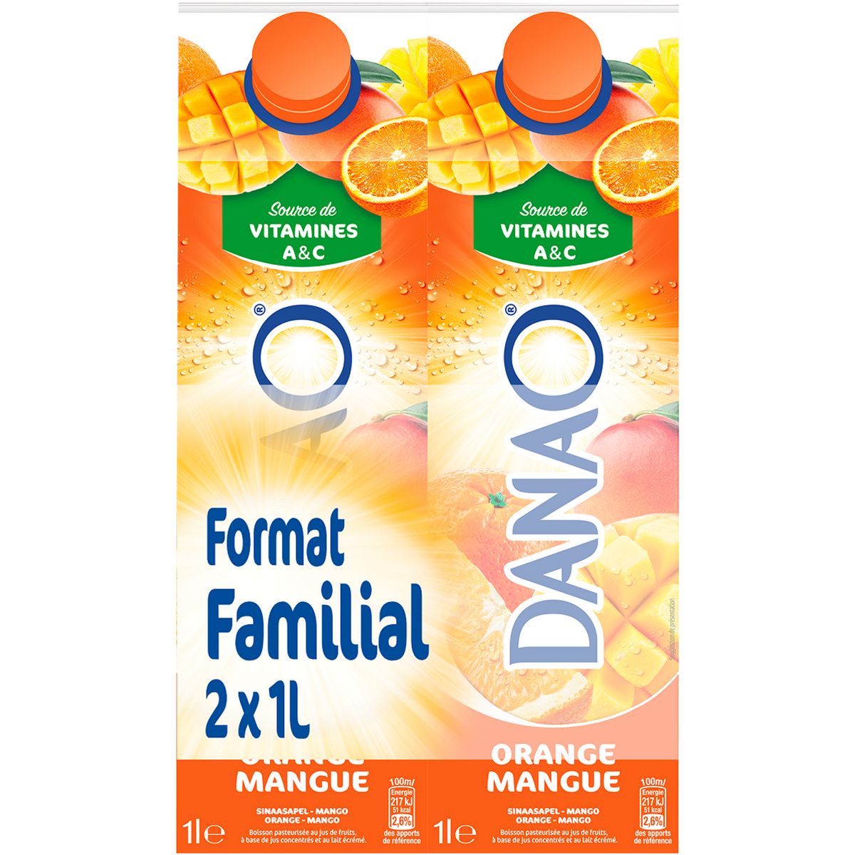 DANAO Danao orange mangue 2x1l offre familiale