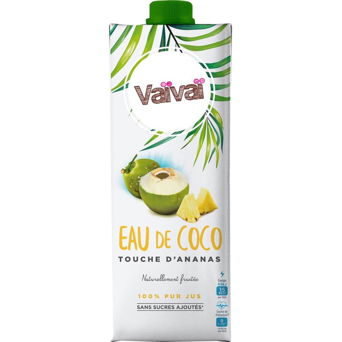 VAIVAI Vaivai Eau de coco touche d'ananas sans sucres ajoutés brique 1l 1l