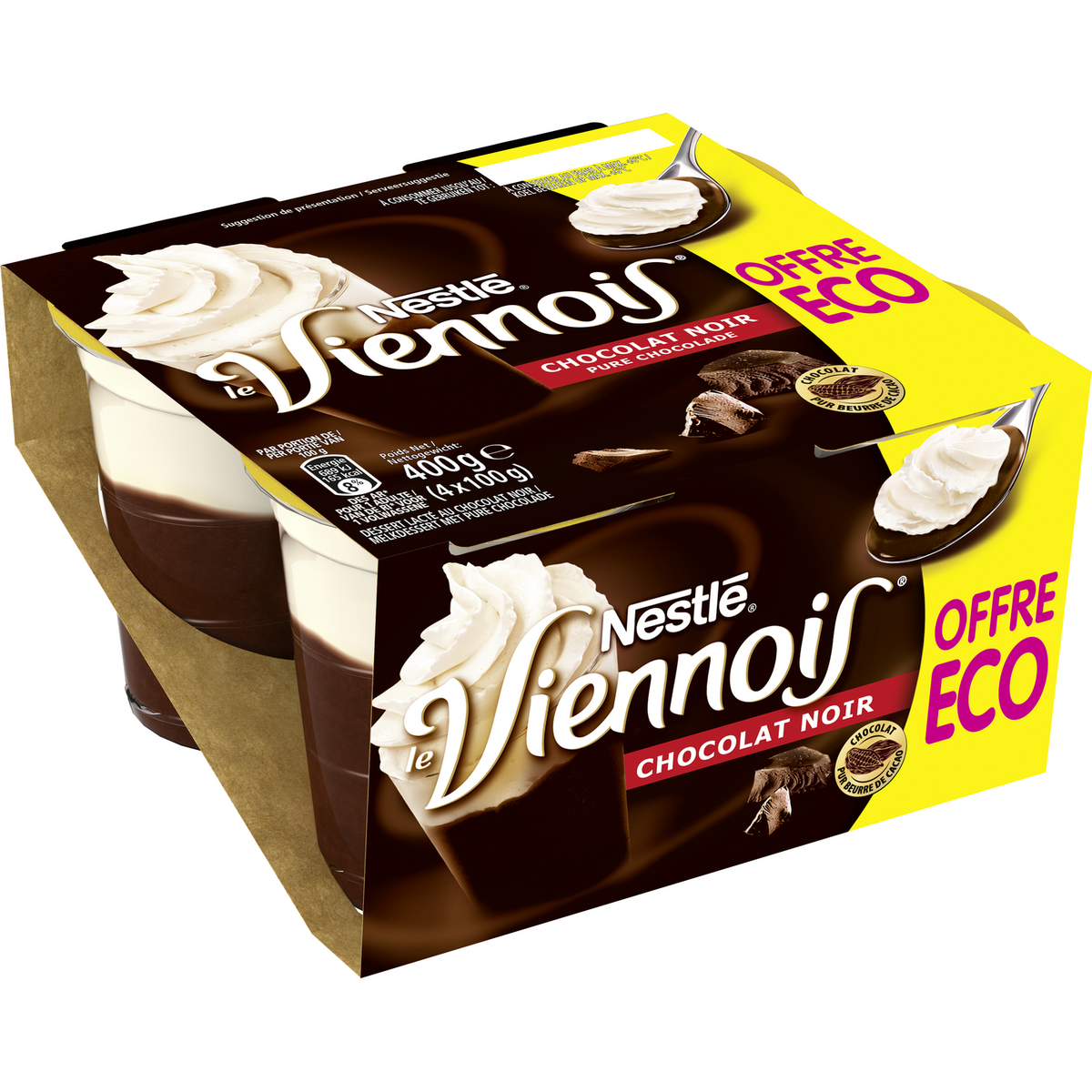 NESTLE Viennois liégeois au chocolat noir 4x100g