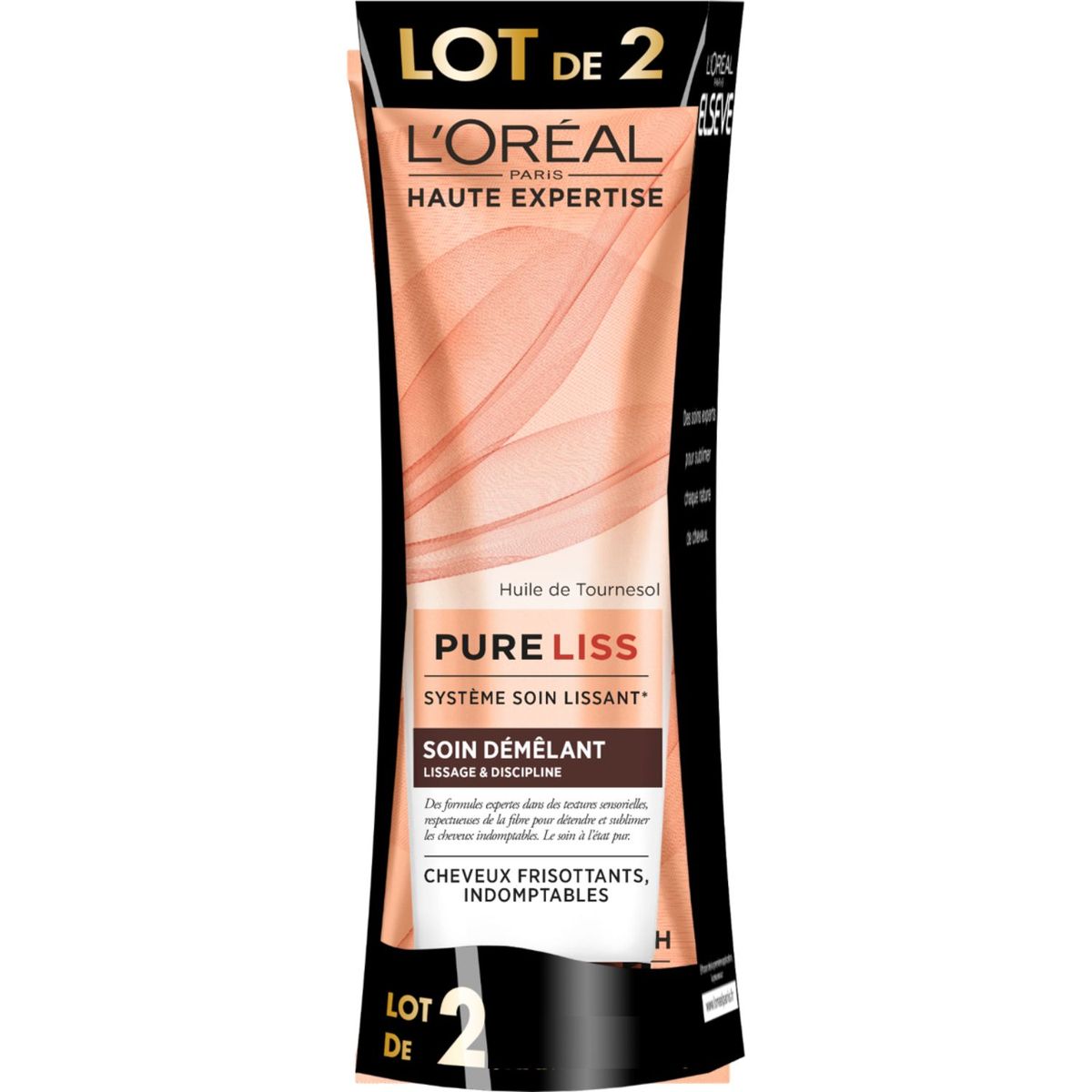 L'OREAL Pure Liss soin démêlant lissage & discipline cheveux frisottants 2x250ml
