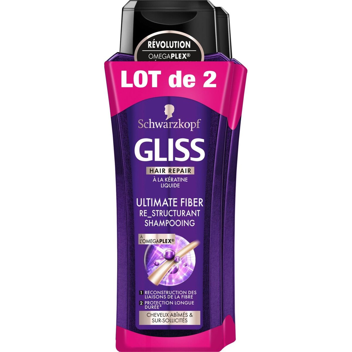 GLISS Gliss shampooing ultimate fiber 2x250ml