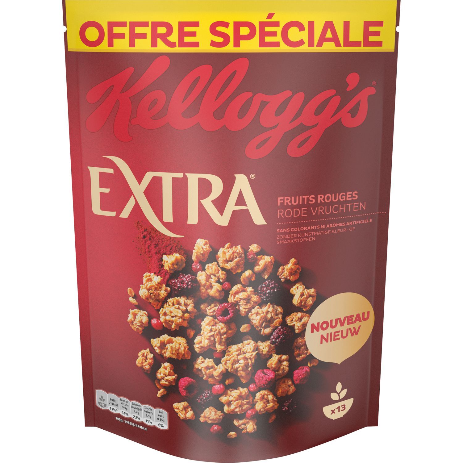 KELLOGG'S Spécial K Céréales Aux Fruits Rouges 450g Pas Cher