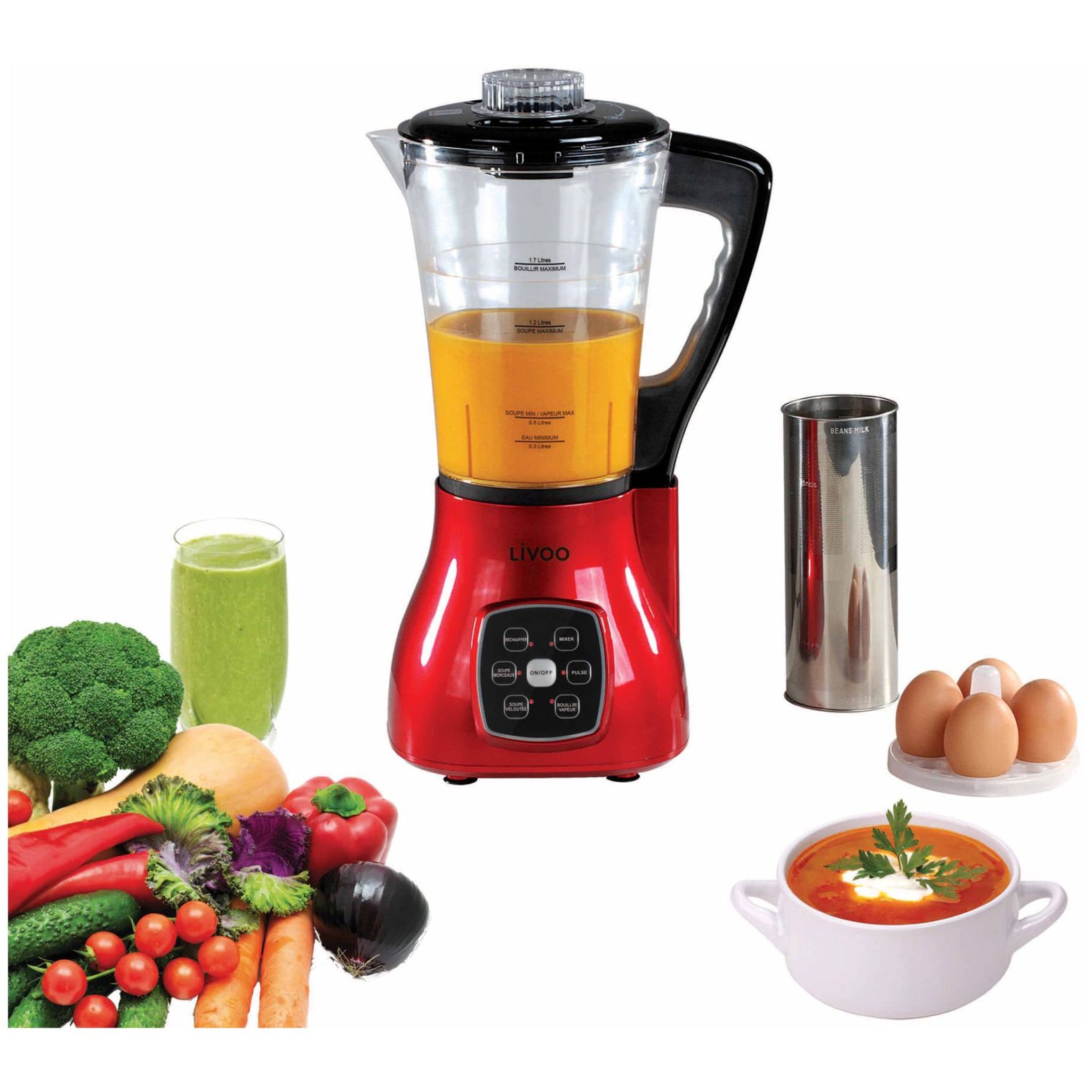 Voir la diapositive 3 : LIVOO Blender chauffant - DOP140R - Rouge