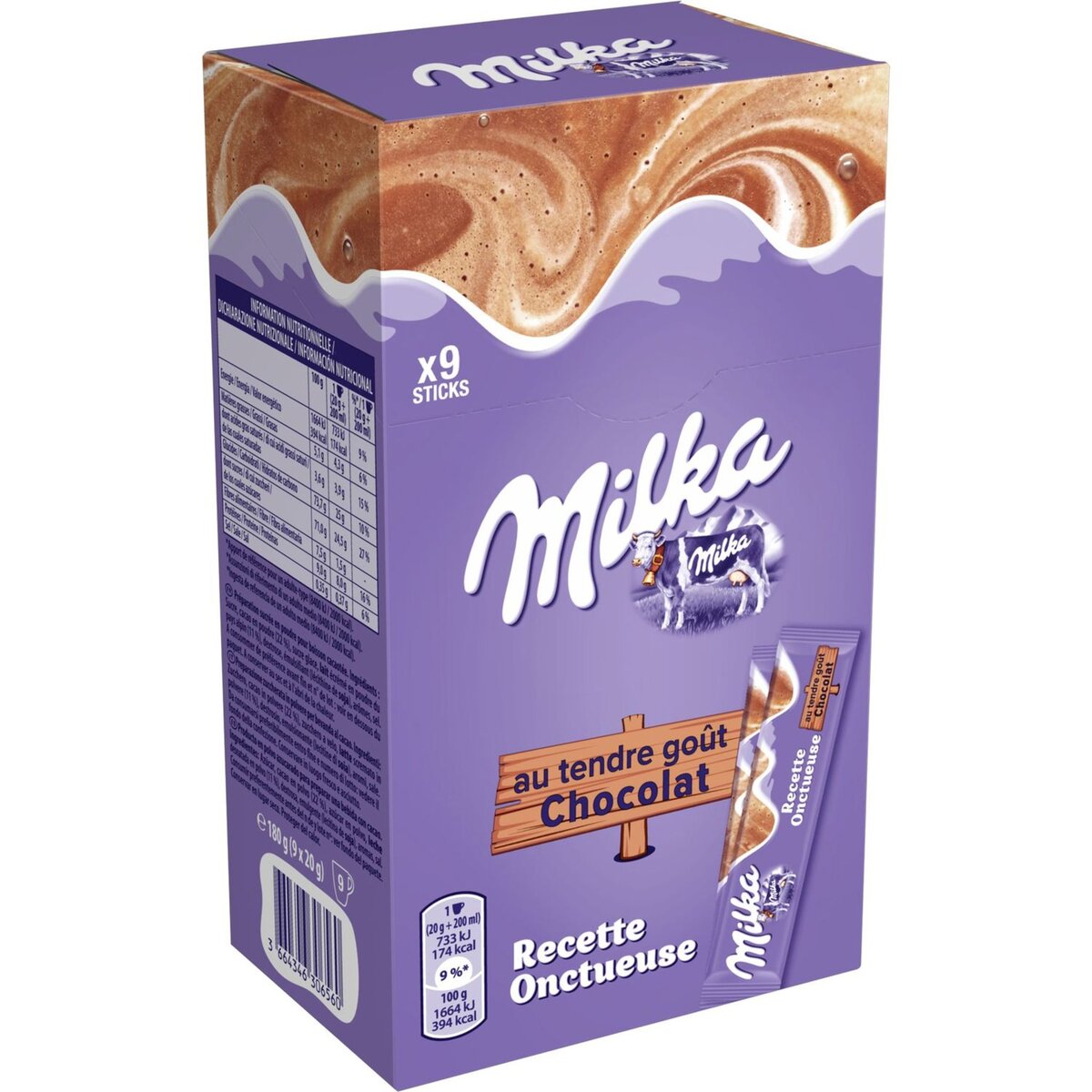 MILKA Milka chocolat en poudre recette onctueuse stick 180gr