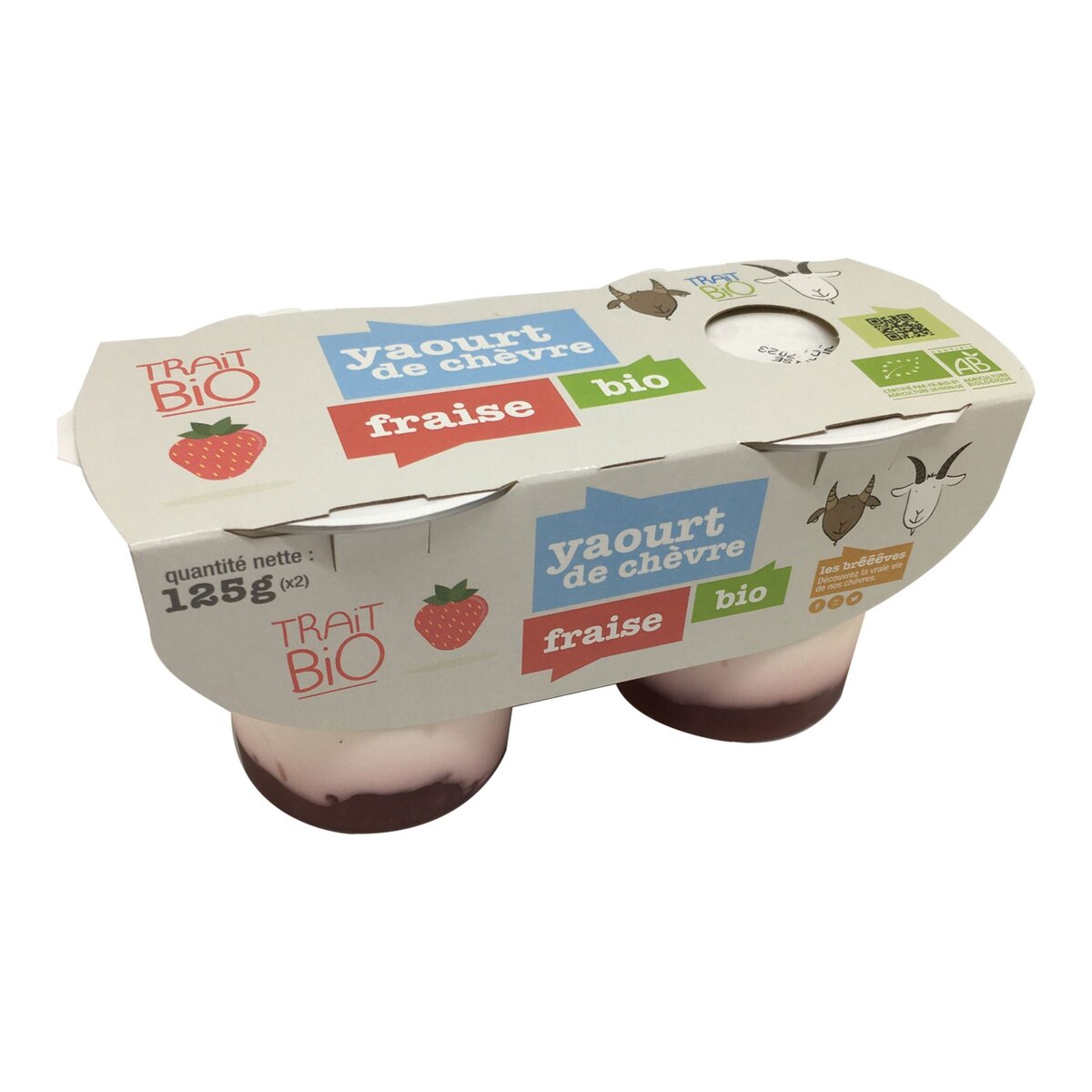 TRAIT BIO Trait Bio yaourt au lait de chèvre à la fraise bio 2x125g