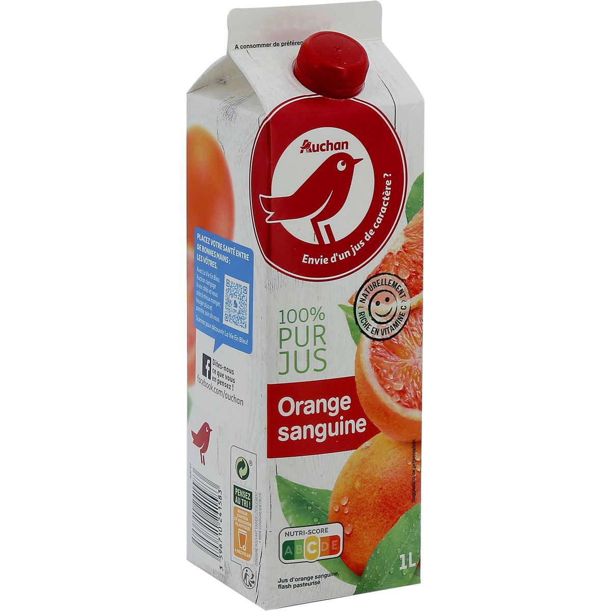 AUCHAN Jus d'oranges sanguines 1L