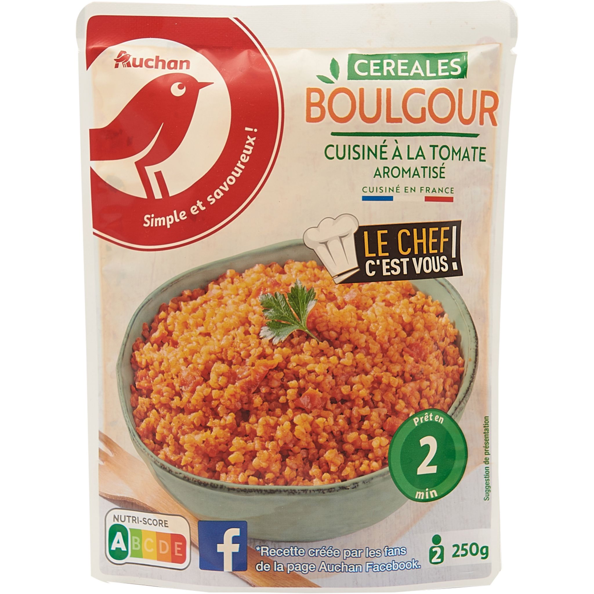 AUCHAN Boulgour cuisiné à la tomate sachet express 2 personnes 250g