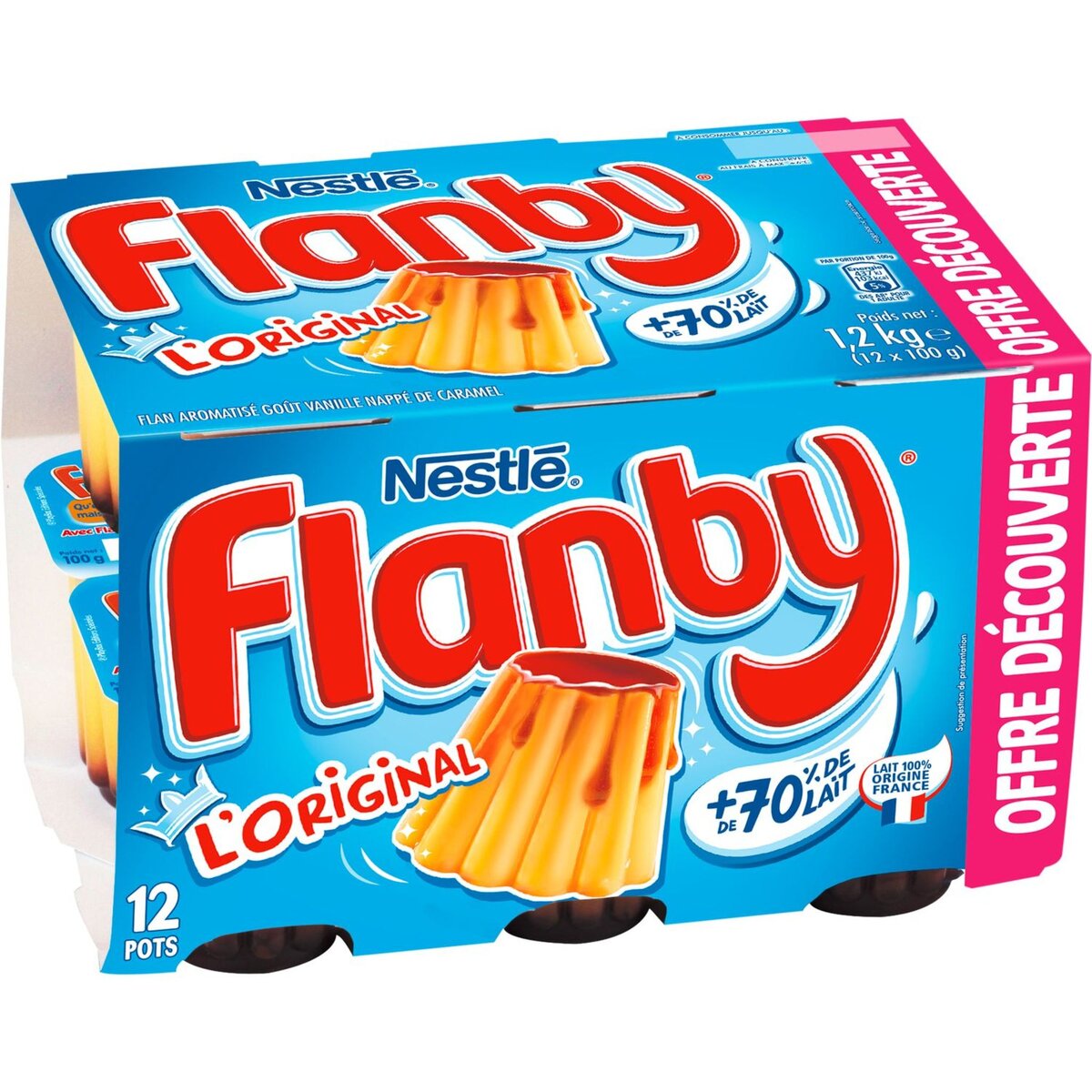 FLANBY Flan aromatisé à la vanille nappage caramel 12x100g