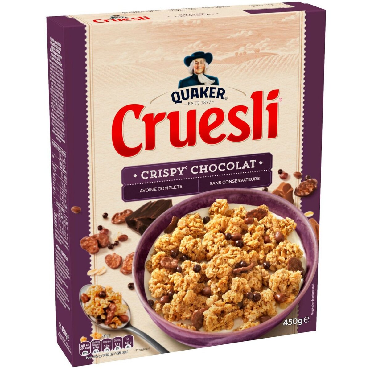 QUAKER Quaker Cruesli céréales crispy chocolat 450g 450g
