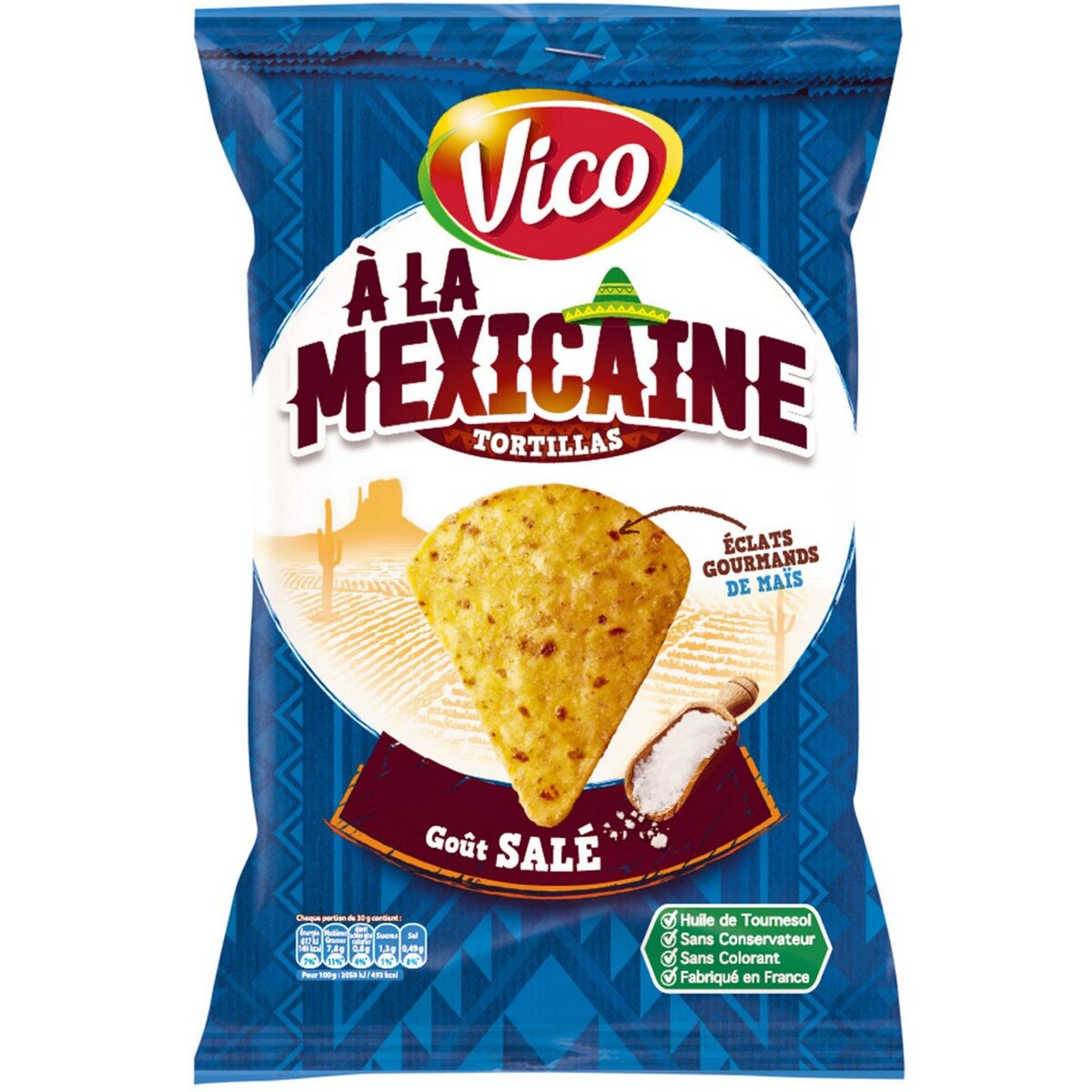 VICO Chips à la mexicaine goût salé sans conservateur 150g