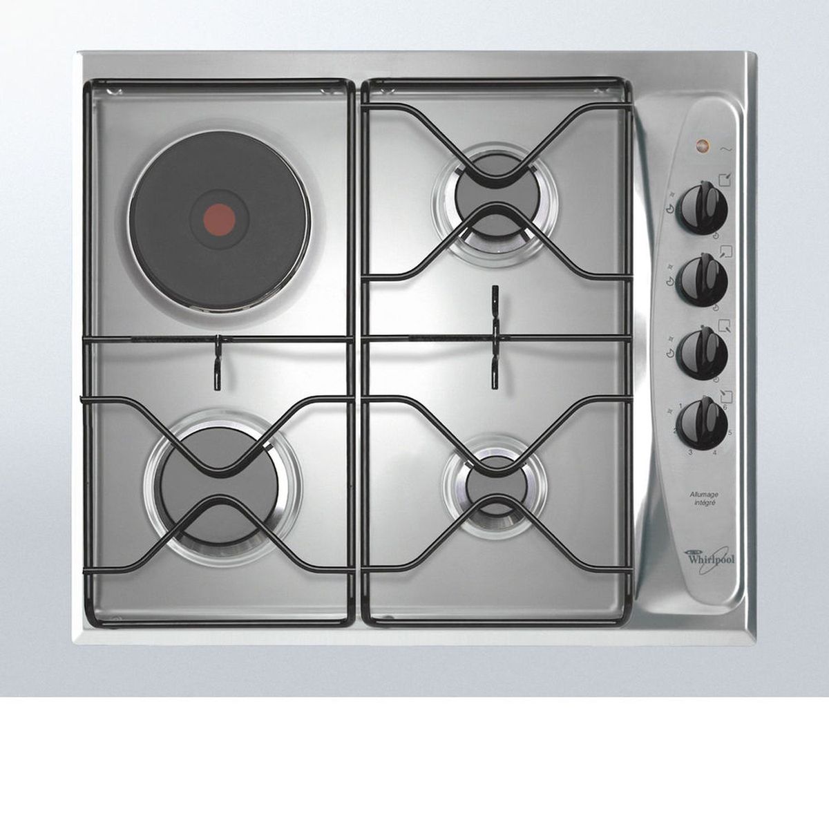 WHIRLPOOL Table de cuisson mixte AKM261IX-NEW, 60 cm, 3 foyers gaz et 1 foyer électrique