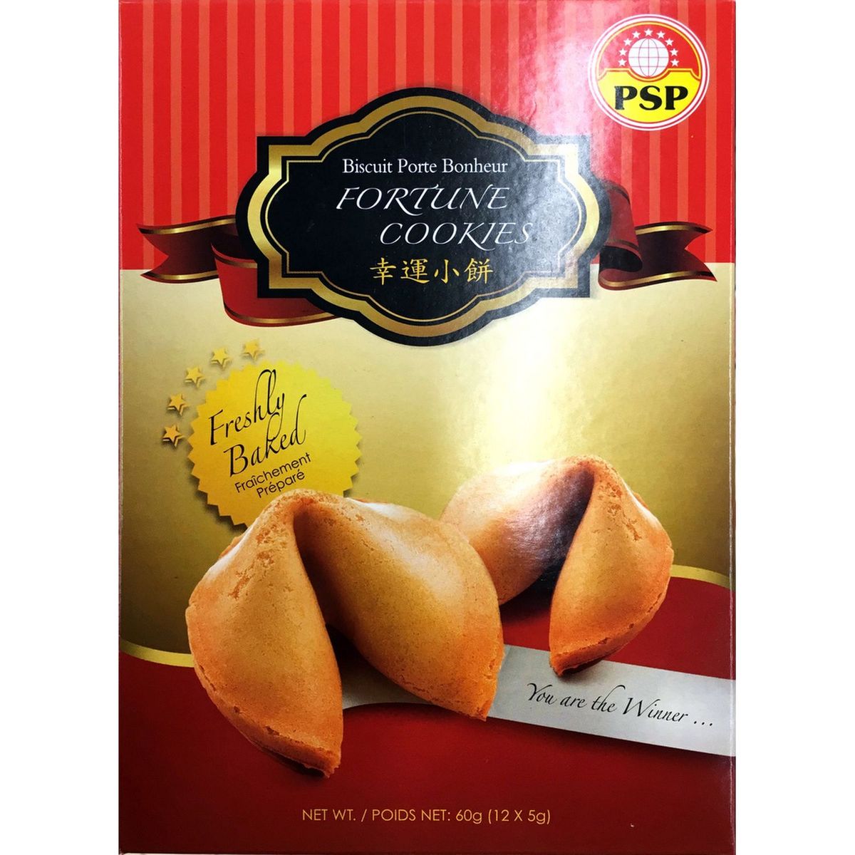 PSP PSP Fortune cookies, biscuit porte bonheur 60g - 12 pièces 12 pièces 60g