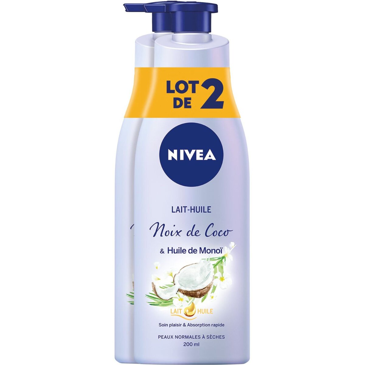 NIVEA Lait huile noix de coco & monoï peaux normales à sèches 2x200ml