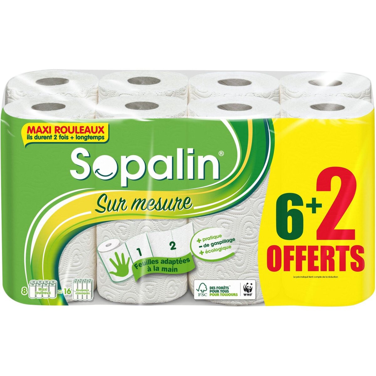 SOPALIN Essuie-tout blanc sur mesure 6+2 offerts pas cher 