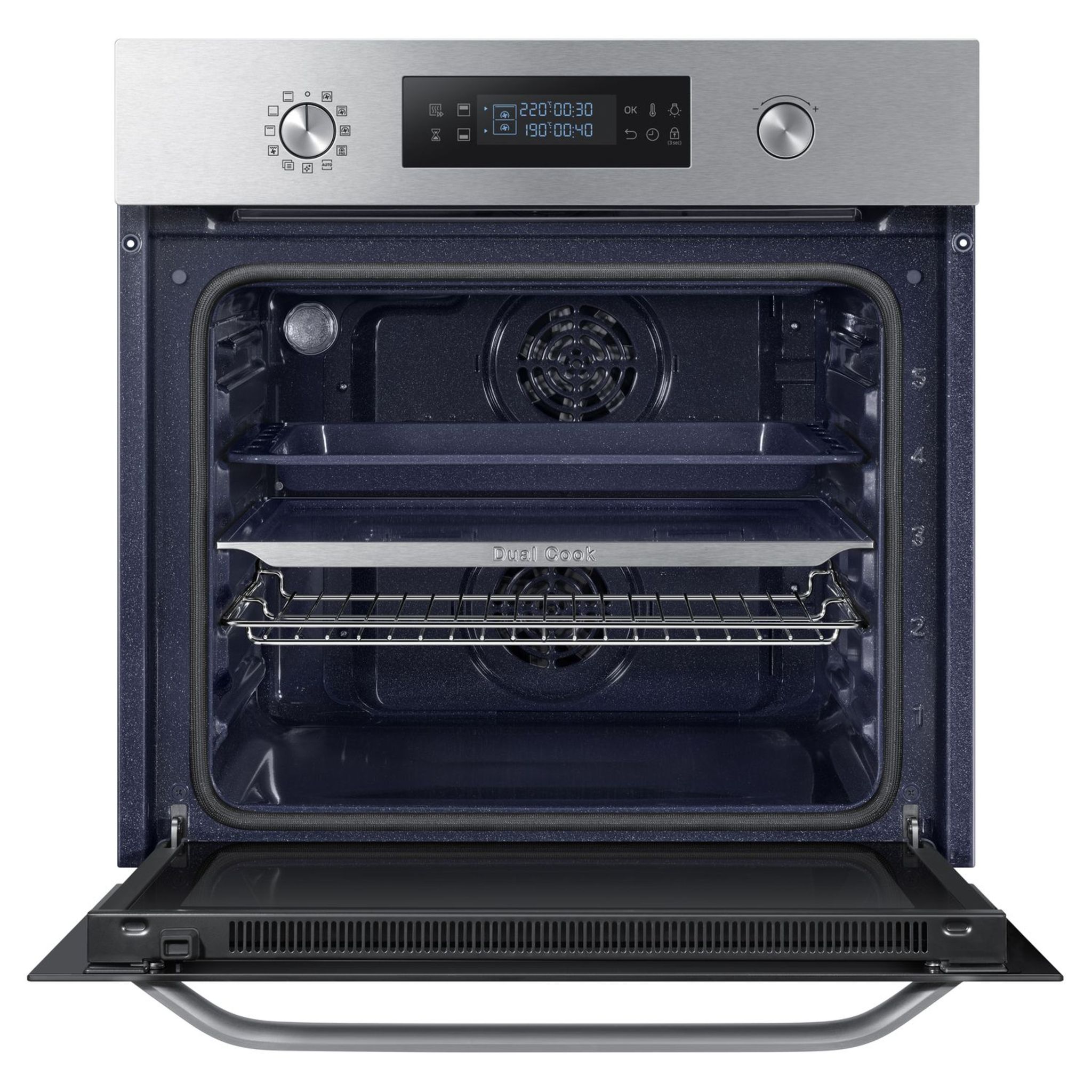 Voir la diapositive 5 : SAMSUNG Four encastrable NV64R3571BS, 64 L, Multifonction, Chaleur pulsée, Nettoyage pyrolyse, 2 cavités indépendantes