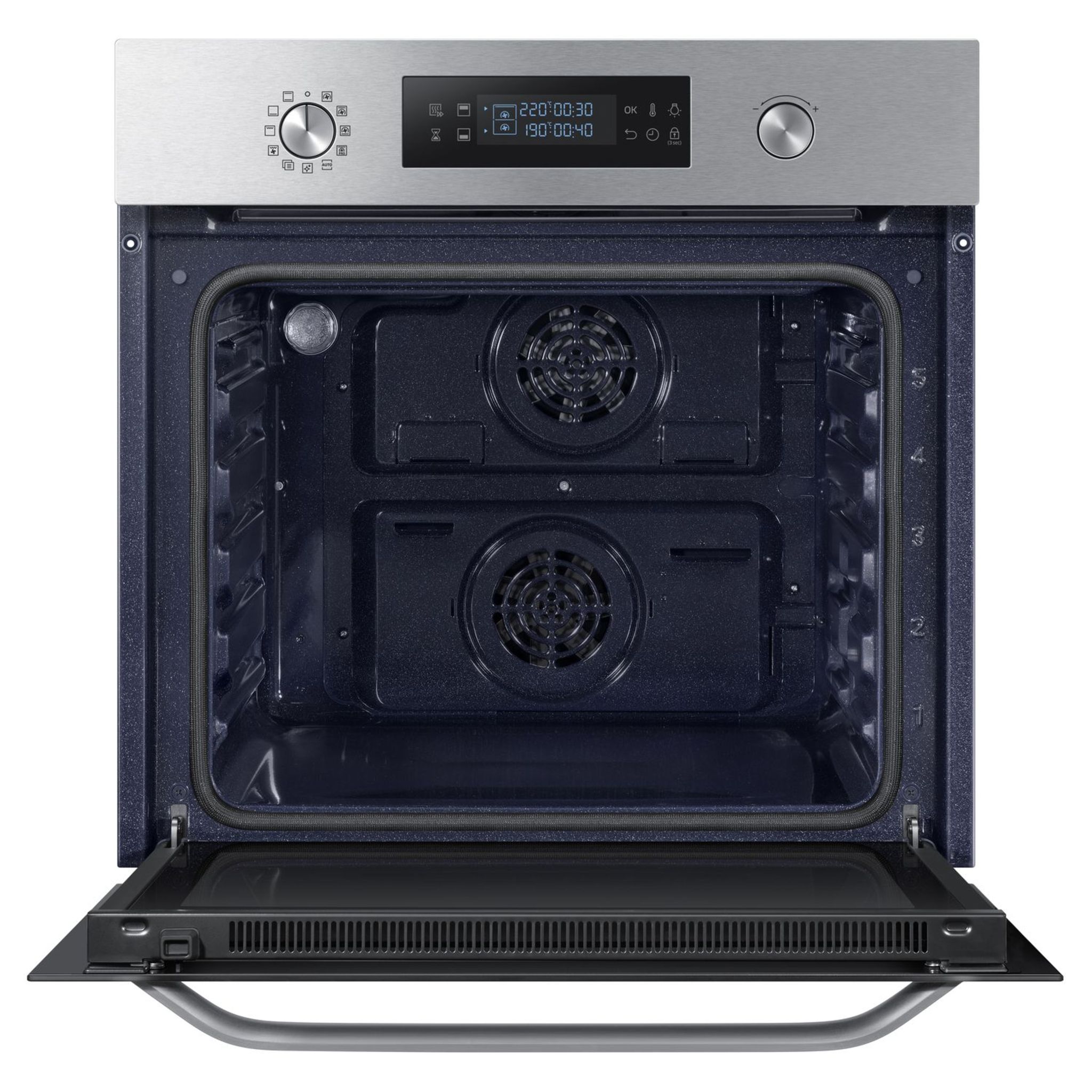 Voir la diapositive 6 : SAMSUNG Four encastrable NV64R3571BS, 64 L, Multifonction, Chaleur pulsée, Nettoyage pyrolyse, 2 cavités indépendantes