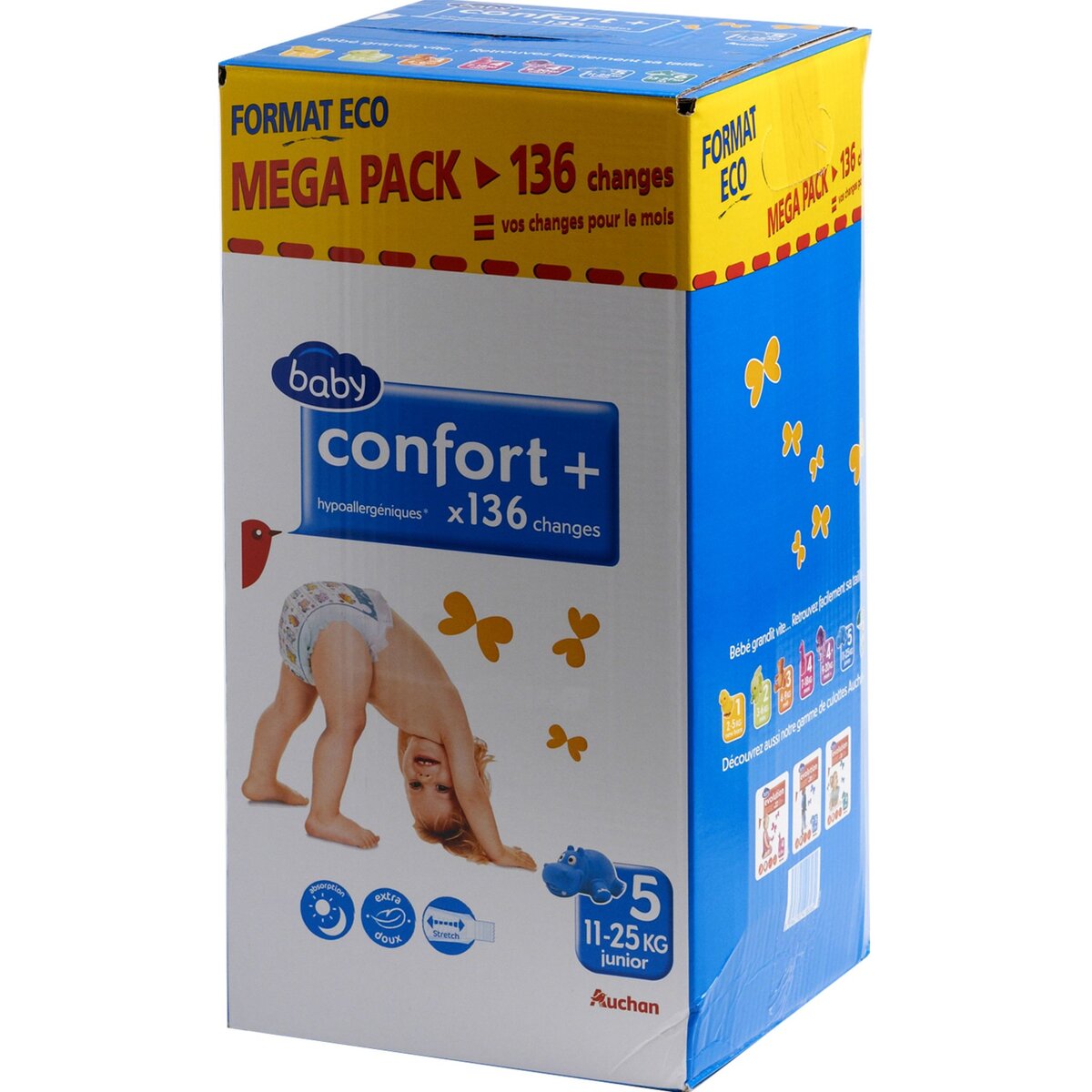 AUCHAN Auchan baby change confort+ mega pack 11/25kg x136 taille 5