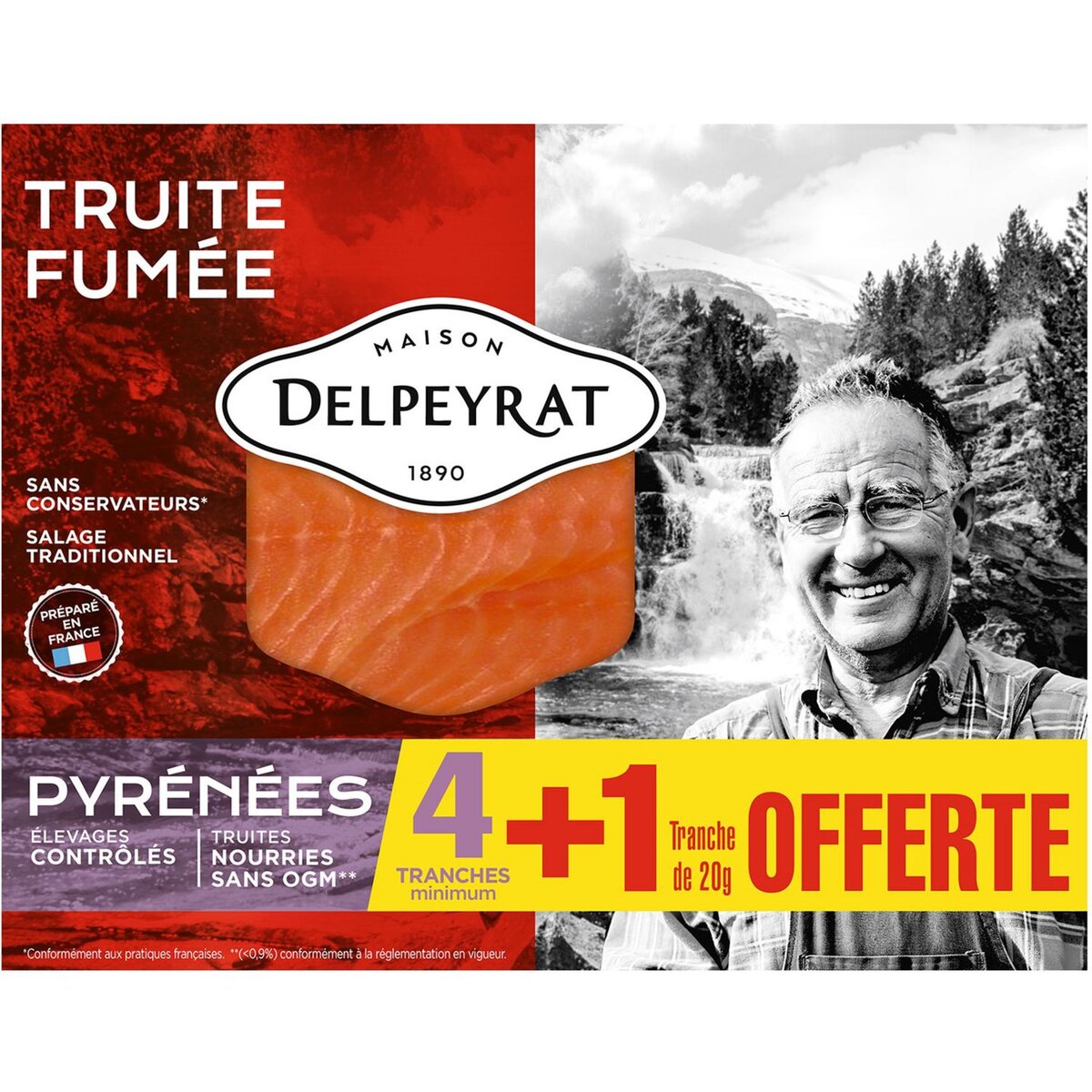 DELPEYRAT Truite fumée des Pyrénées 4 tranches + 1 offerte 140g