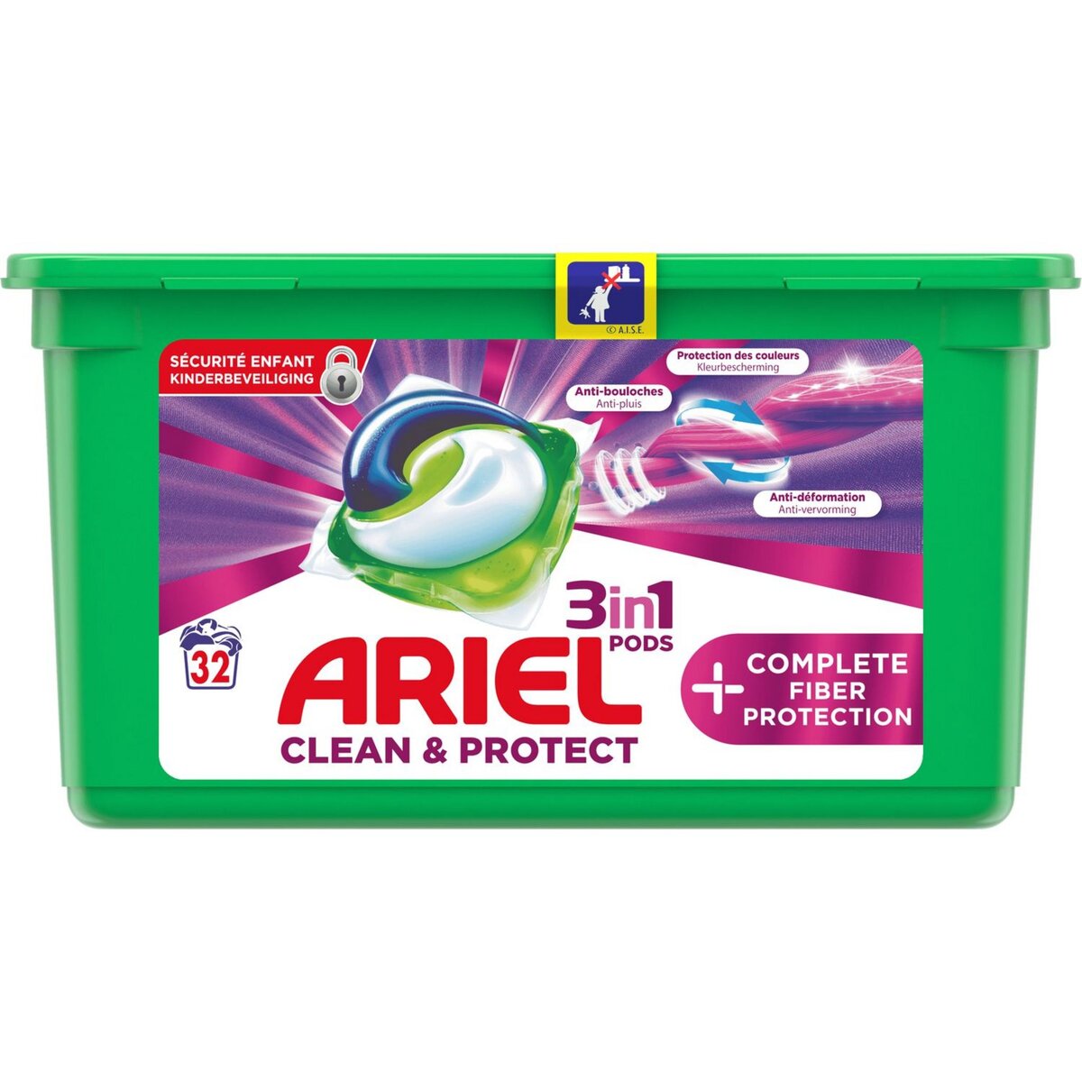 ARIEL Ariel Pods Lessive capsules clean & protect 32 lavages 32 lavages 32 capsules