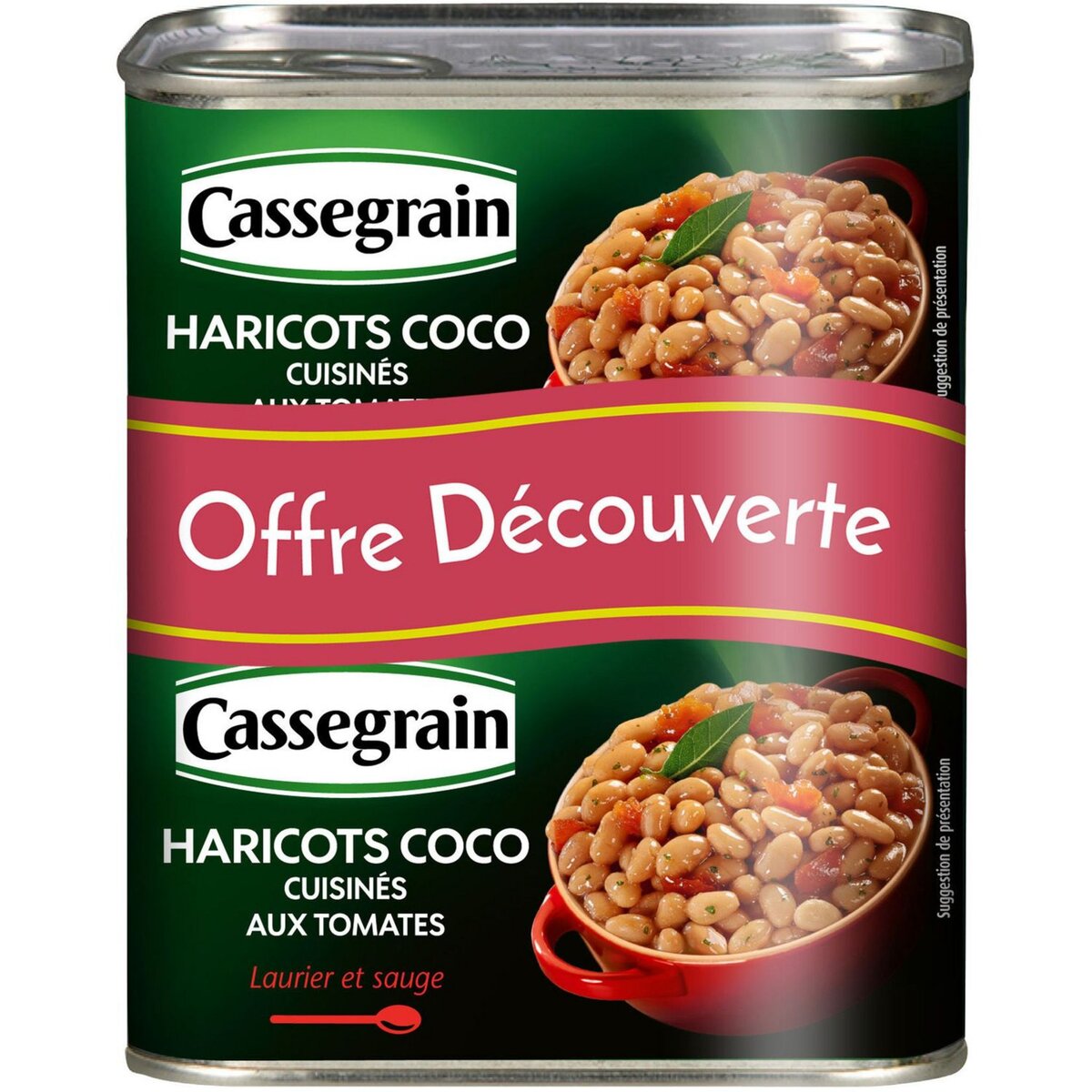 CASSEGRAIN Haricots coco cuisinés aux tomates laurier et sauge 2x435g