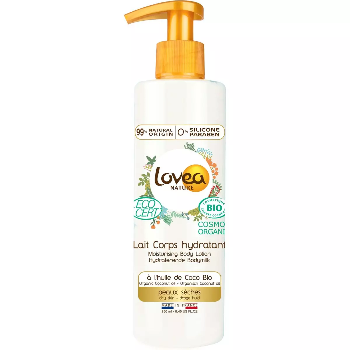 LOVEA Lovea Lait corps hydratant bio à l'huile de coco peaux sèches 250ml 250ml