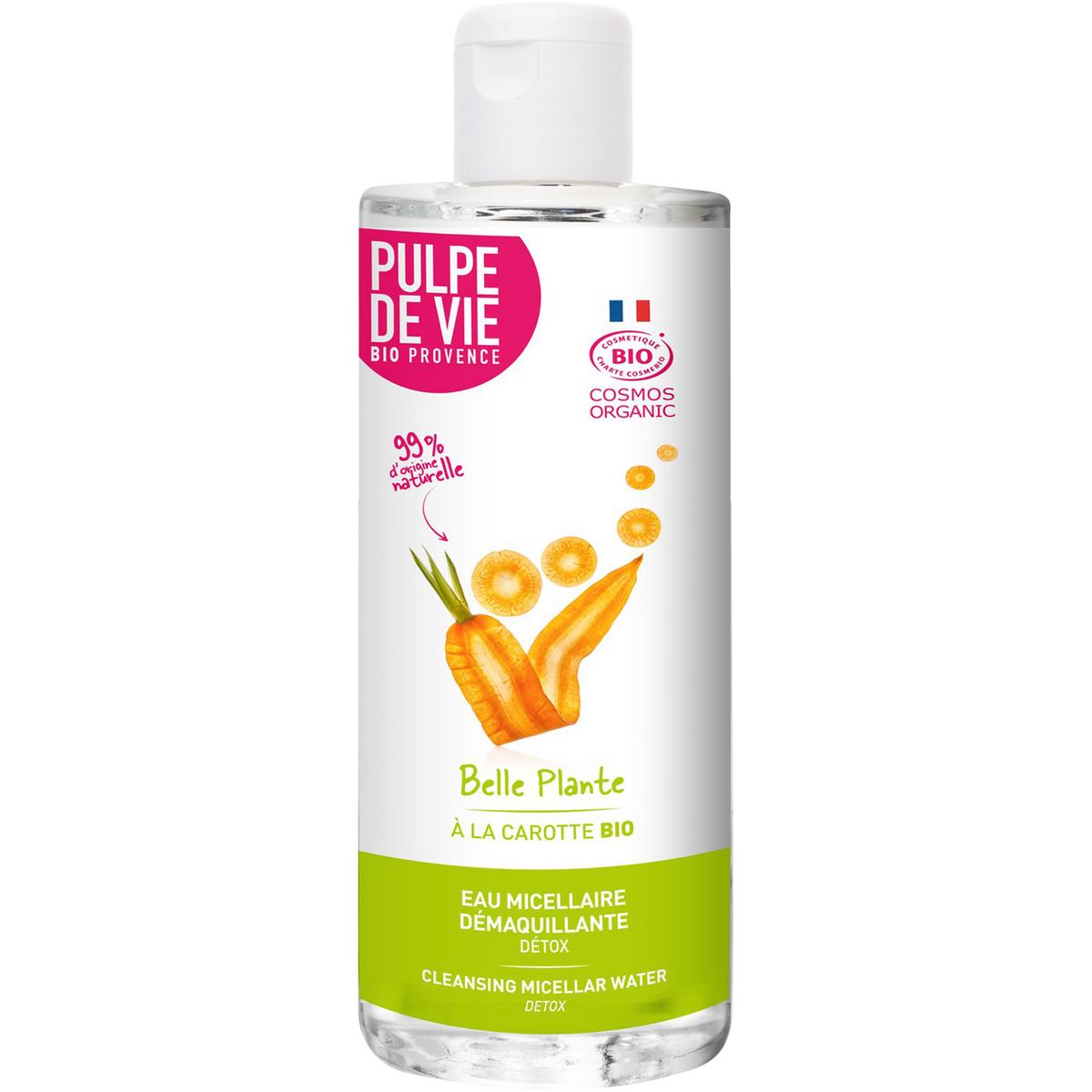 PULPE DE VIE Eau micellaire démaquillante à la carotte bio 400ml