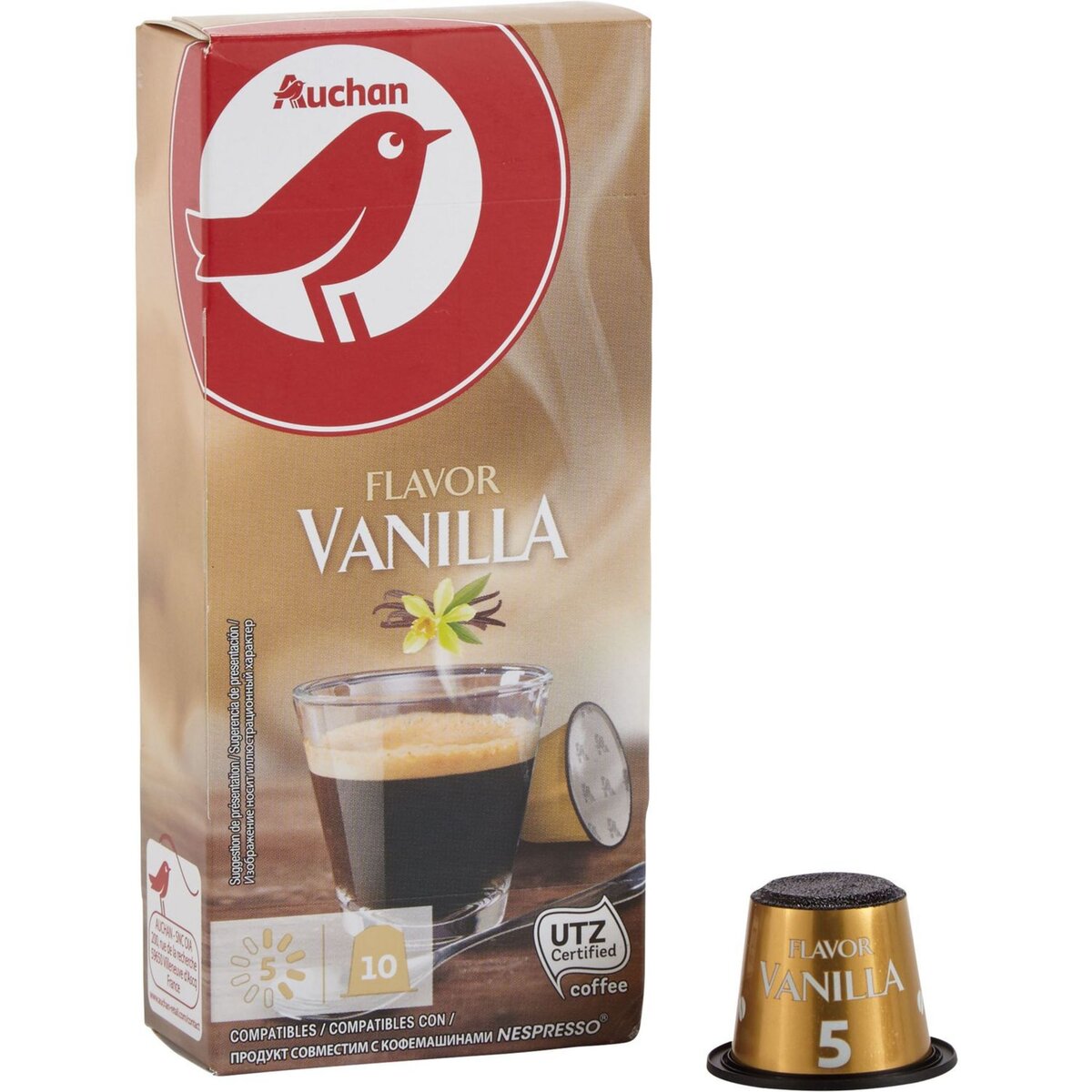 AUCHAN Auchan café capsules saveur vanille x10 -52g
