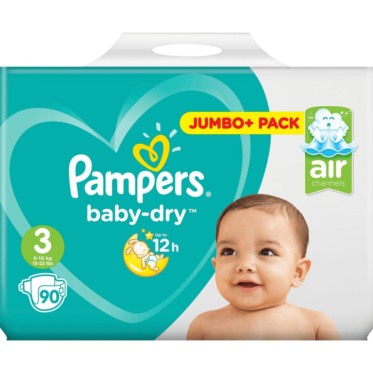 PAMPERS Baby-dry couche taille 4 ( 9-14kg ) 90 couches pas cher